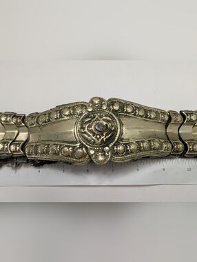 Rare Antique Primitive Otoman Empire 1860's Silver Belt w Buckle Handmade Heavy